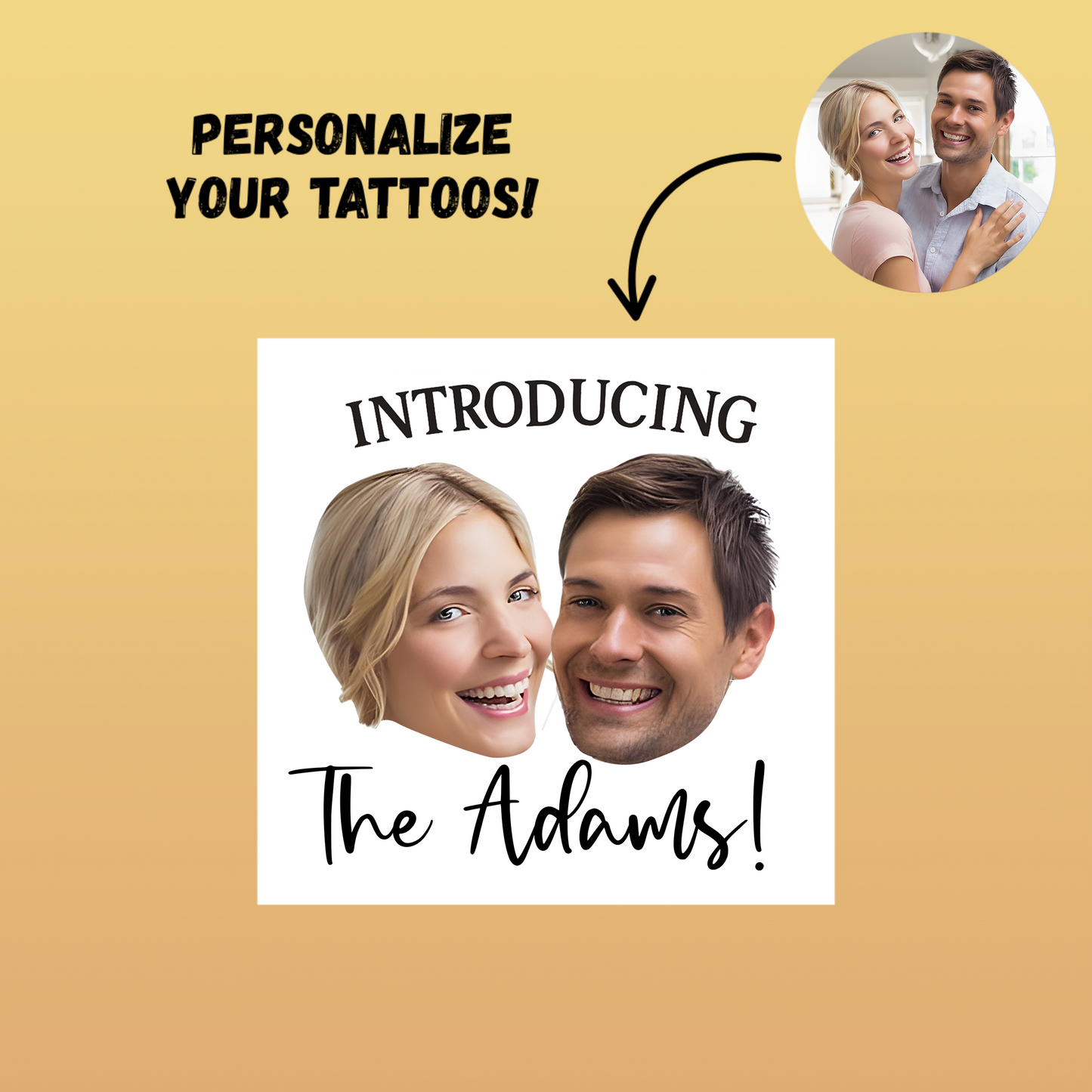 Wedding Custom Groom Bride Face Temporary Tattoo