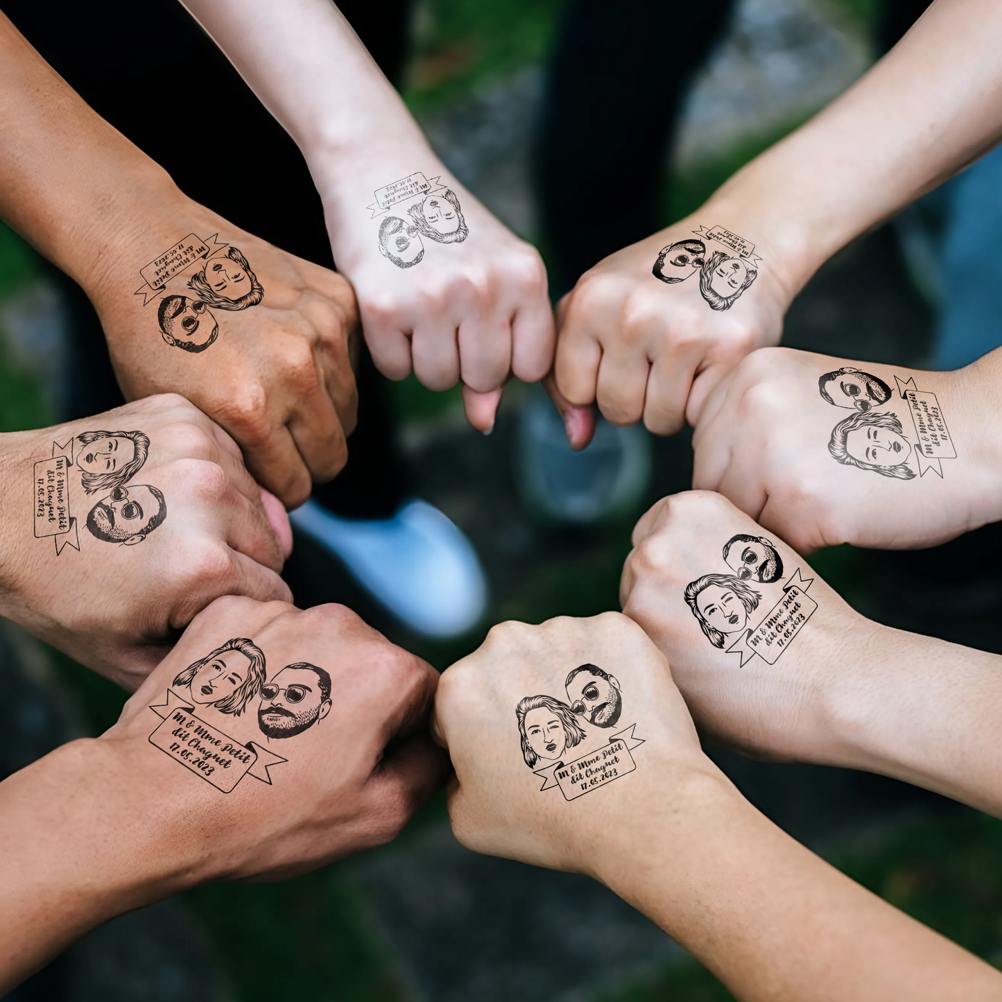 Wedding Custom Bride Groom Face Temporary Tattoo