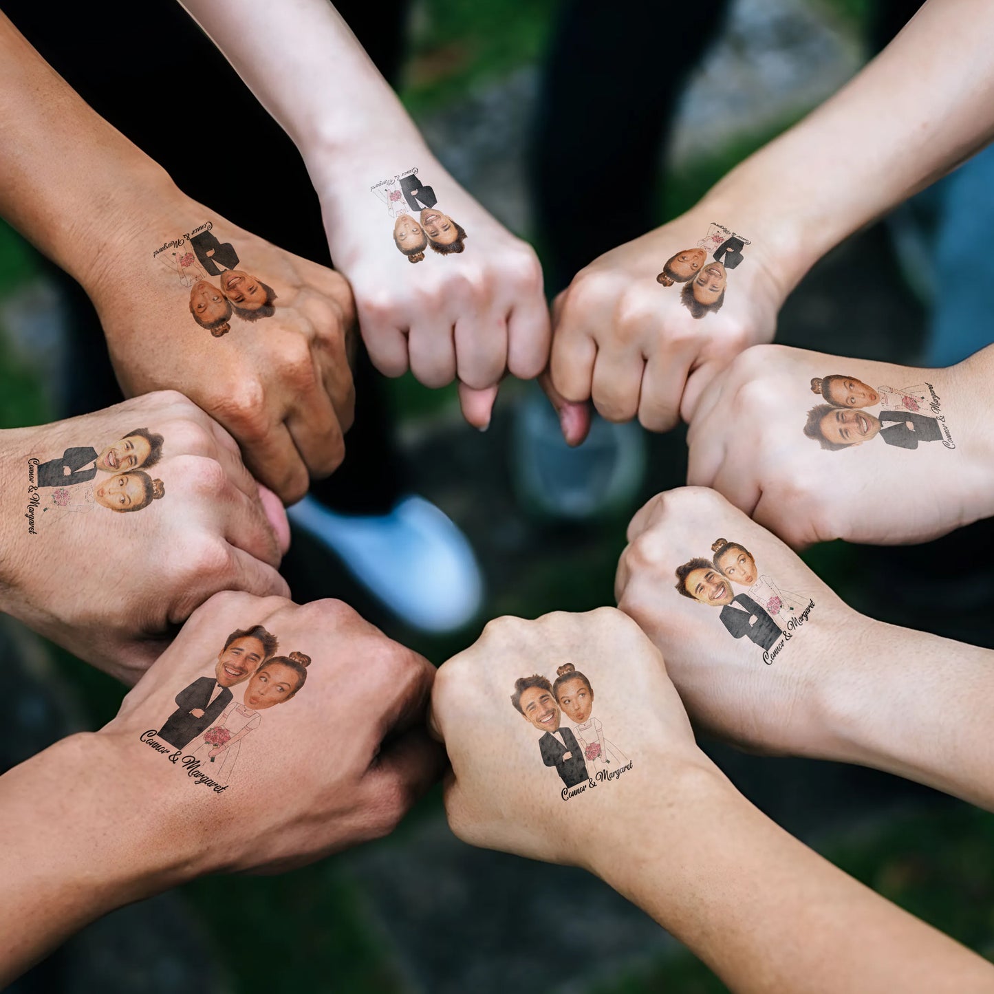 Wedding Custom Groom Bride Face Temporary Tattoo