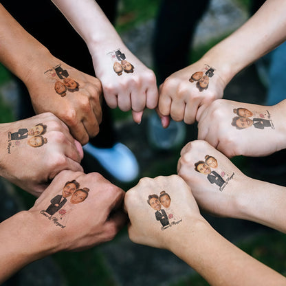 Wedding Custom Groom Bride Face Temporary Tattoo