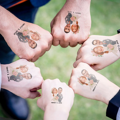 Wedding Custom Groom Bride Face Temporary Tattoo