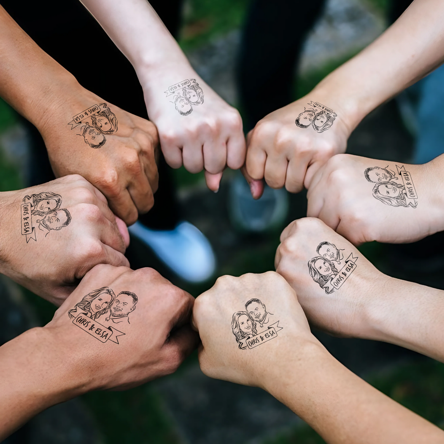 Wedding Custom Bride Groom Face Temporary Tattoo