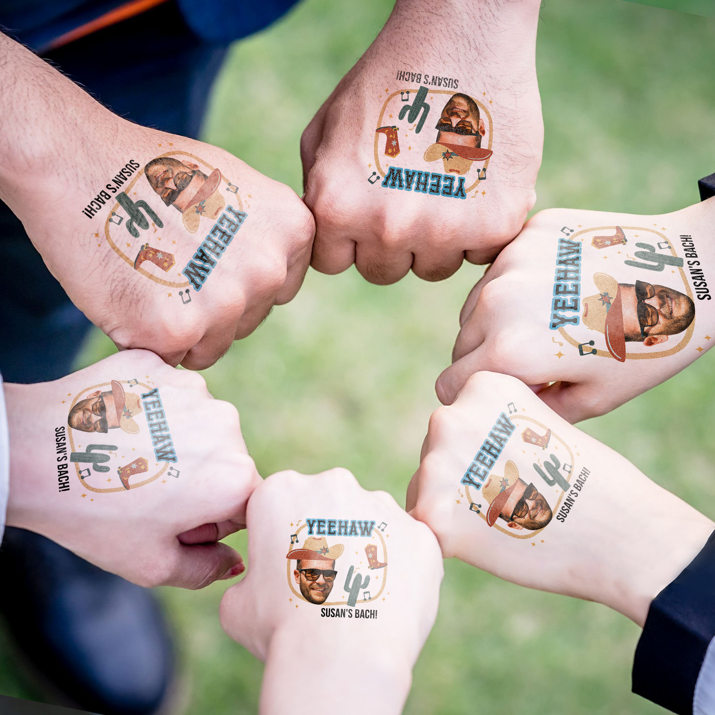 Yeehaw Custom Groom Face Temporary Tattoo
