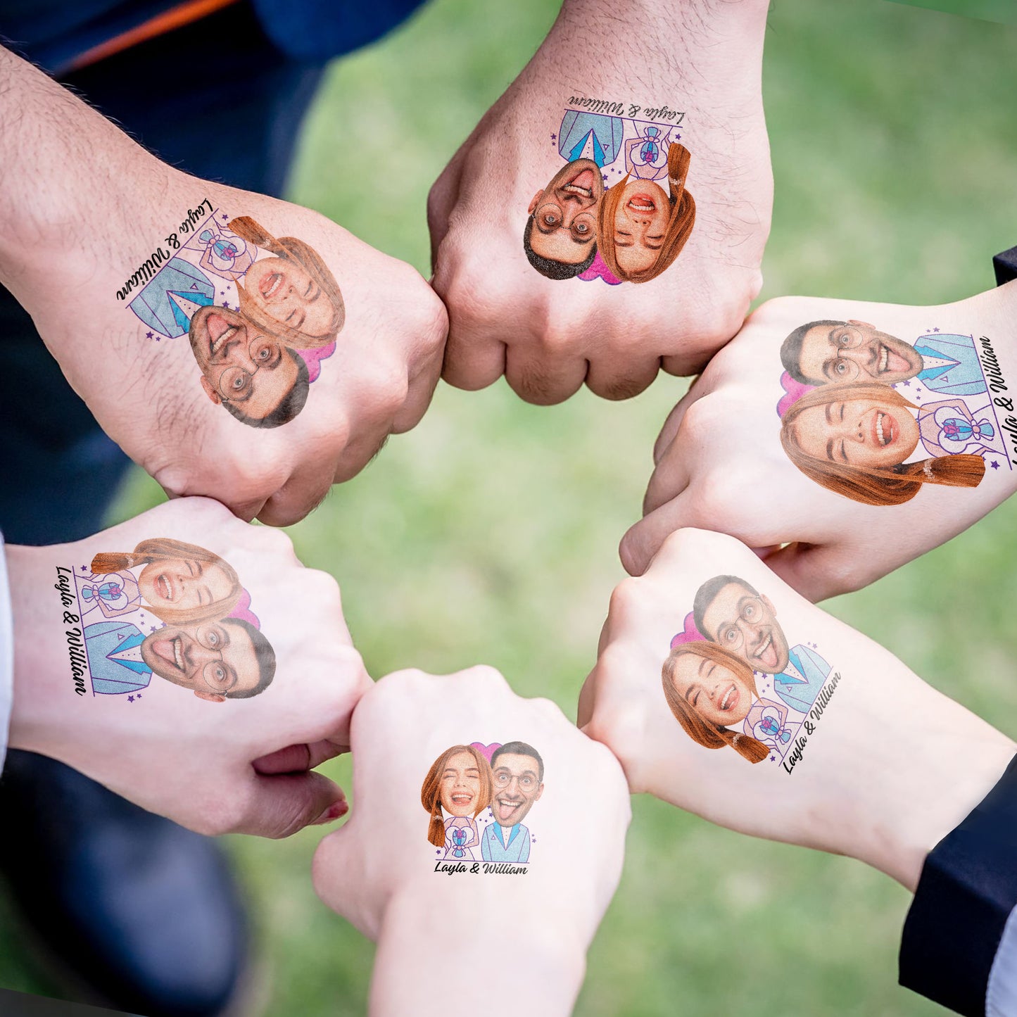 Wedding Custom Groom Bride Face Temporary Tattoo