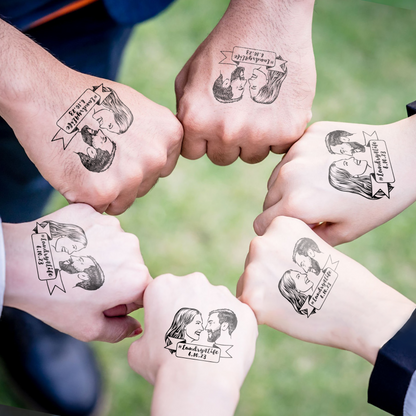 Wedding Custom Bride Groom Face Temporary Tattoo