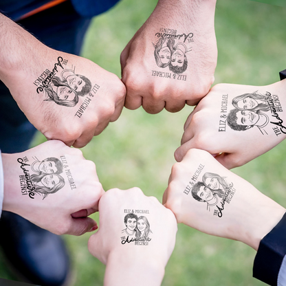 Wedding Custom Bride Groom Face Temporary Tattoo