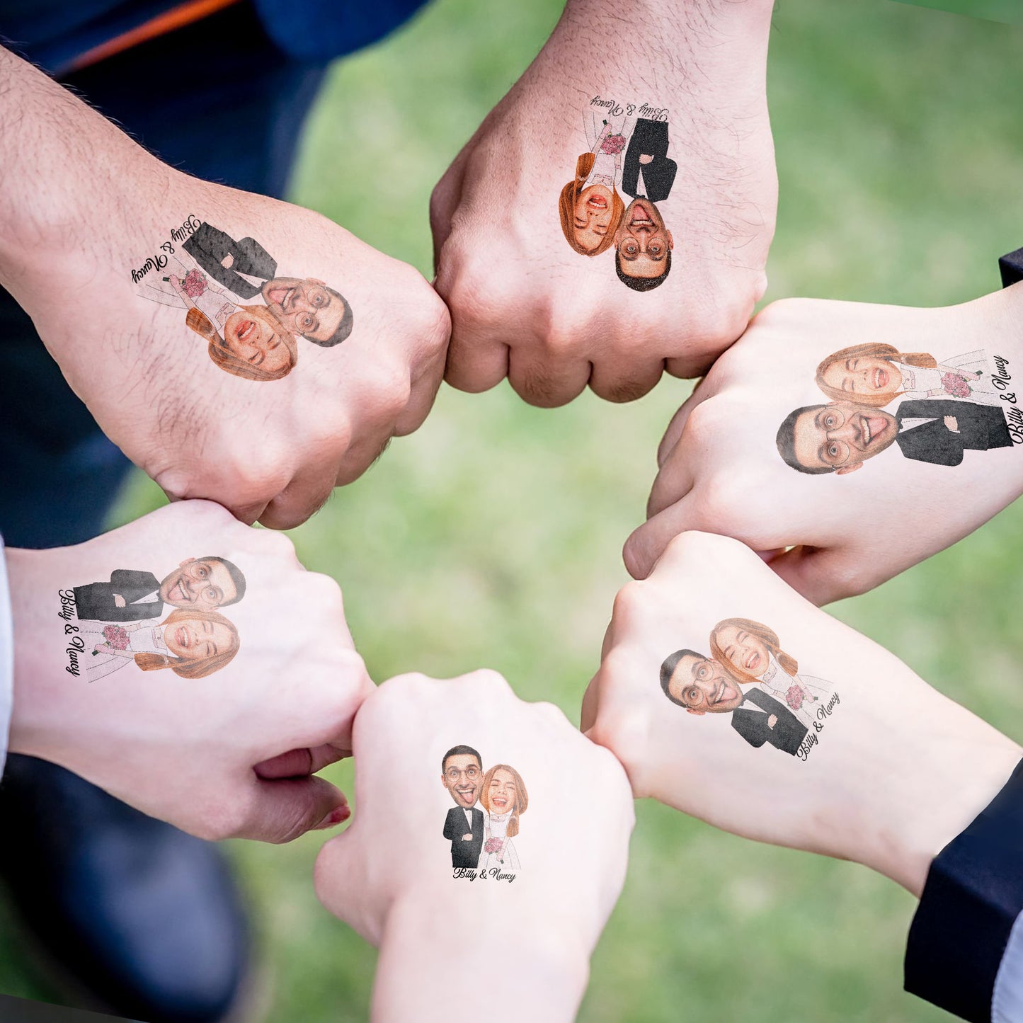 Wedding Custom Groom Bride Face Temporary Tattoo