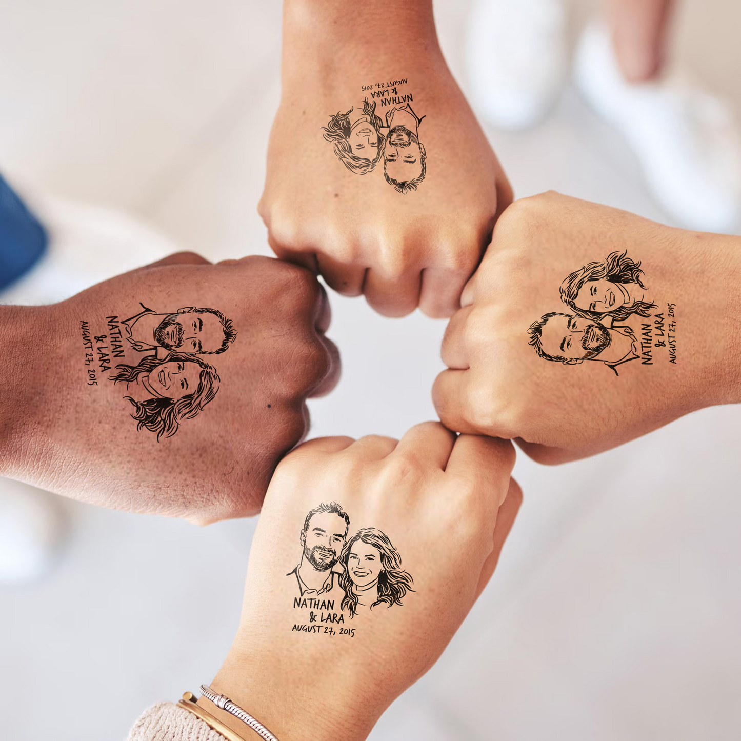 Wedding Custom Bride Groom Face Temporary Tattoo