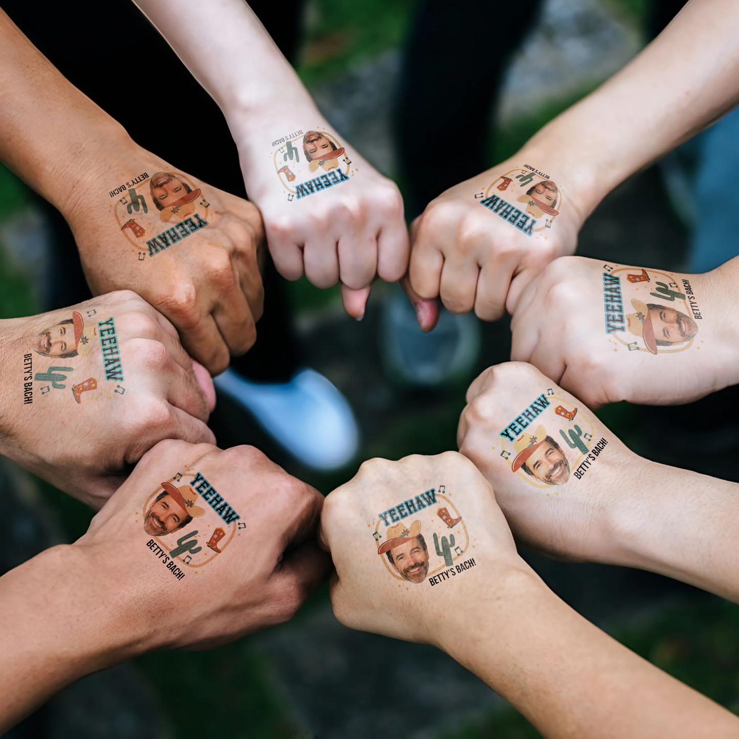 Yeehaw Custom Groom Face Temporary Tattoo