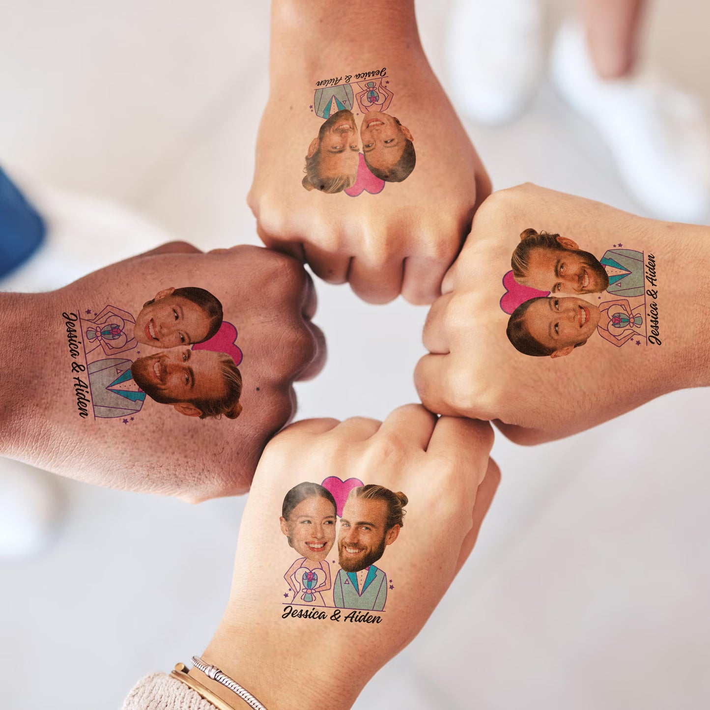 Wedding Custom Groom Bride Face Temporary Tattoo