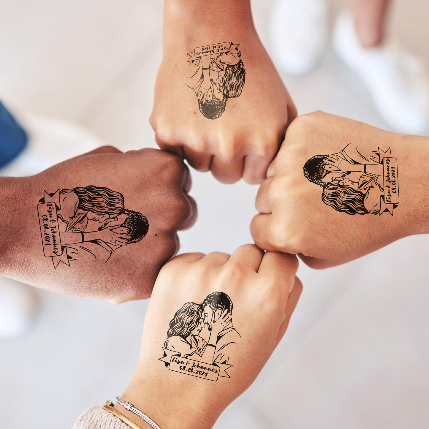 Wedding Custom Bride Groom Face Temporary Tattoo