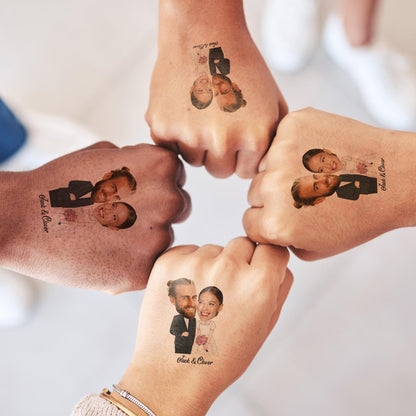 Wedding Custom Groom Bride Face Temporary Tattoo