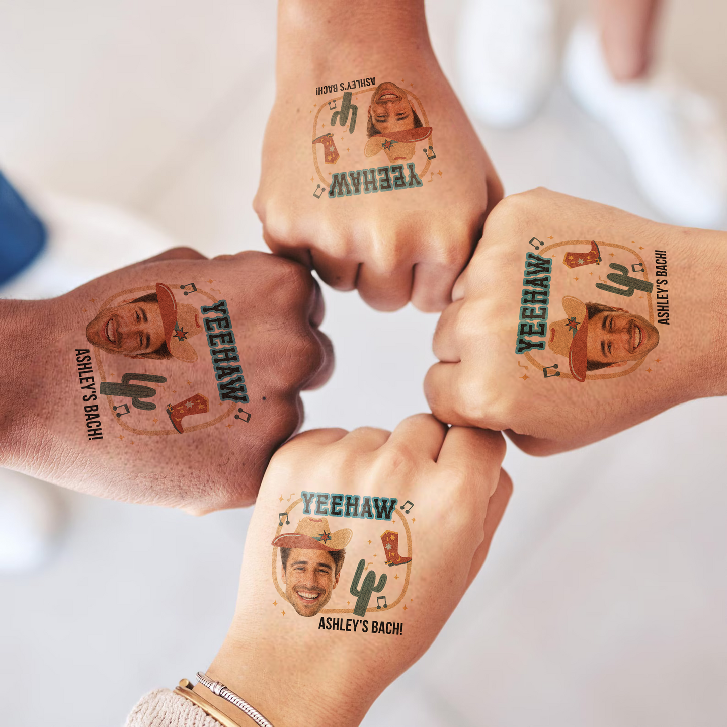 Yeehaw Custom Groom Face Temporary Tattoo