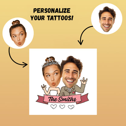Wedding Custom Groom Bride Face Temporary Tattoo