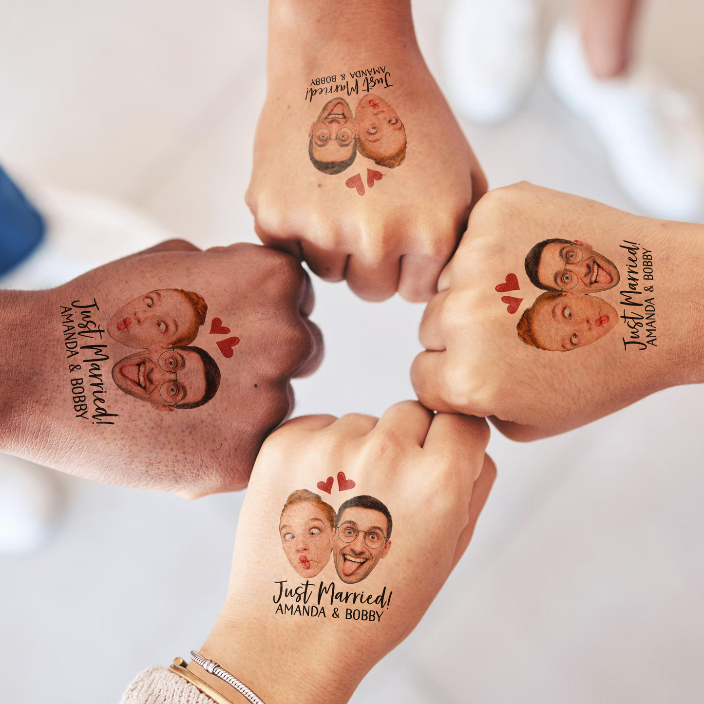 Wedding Custom Groom Bride Face Temporary Tattoo