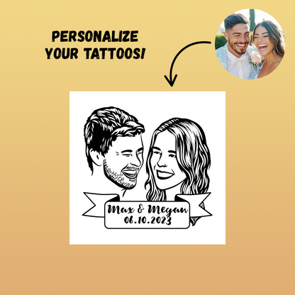 Wedding Custom Bride Groom Face Temporary Tattoo