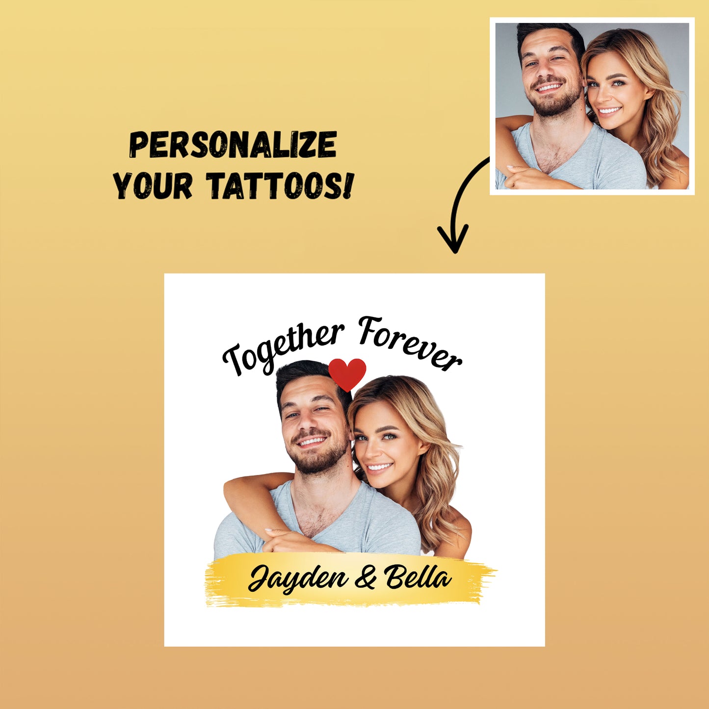 Wedding Custom Groom Bride Face Temporary Tattoo