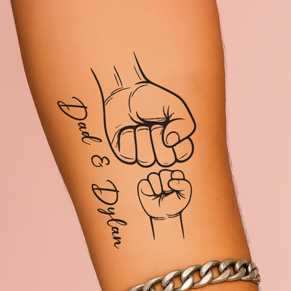 Dad Kid Fist Bump Personalized Temporary Tattoo
