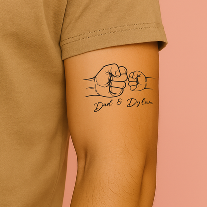 Dad Kid Fist Bump Personalized Temporary Tattoo