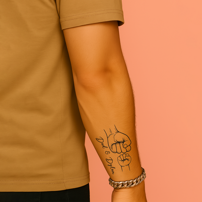 Dad Kid Fist Bump Personalized Temporary Tattoo