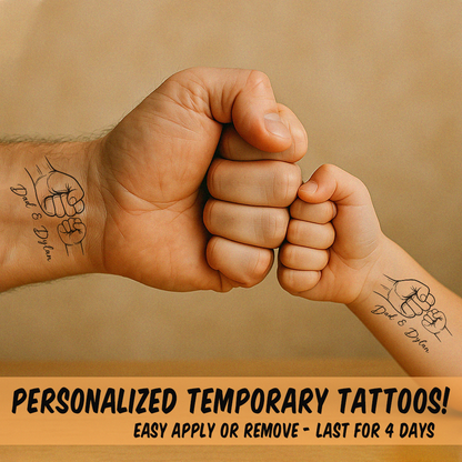 Dad Kid Fist Bump Personalized Temporary Tattoo