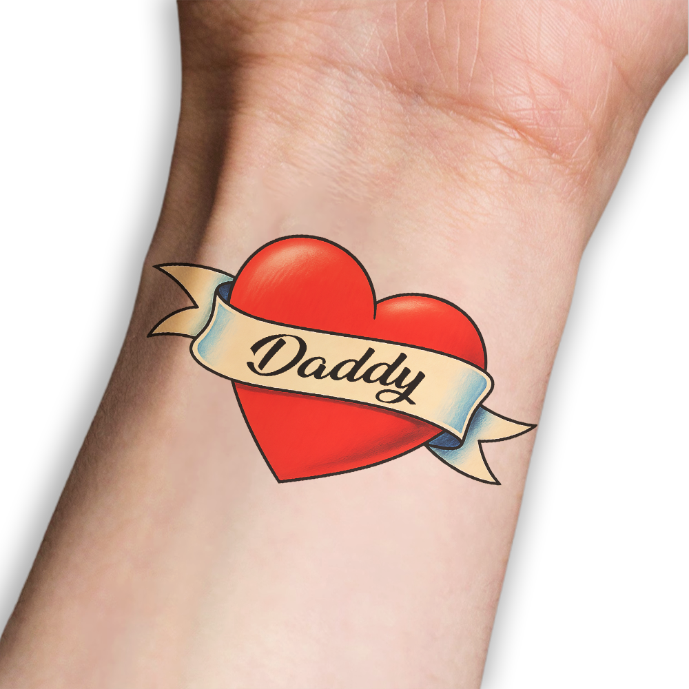 Dad Classic Heart & Ribbon Temporary Tattoo
