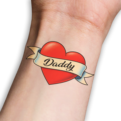 Dad Classic Heart & Ribbon Temporary Tattoo