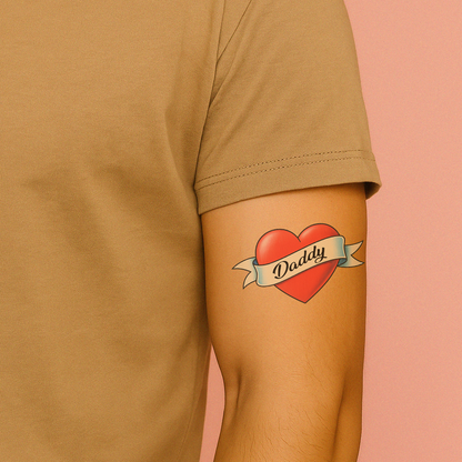 Dad Classic Heart & Ribbon Temporary Tattoo