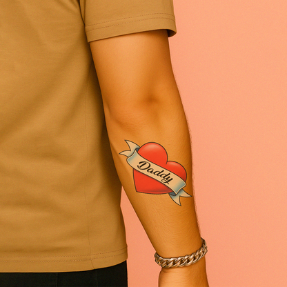Dad Classic Heart & Ribbon Temporary Tattoo