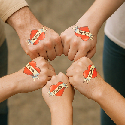 Dad Classic Heart & Ribbon Temporary Tattoo