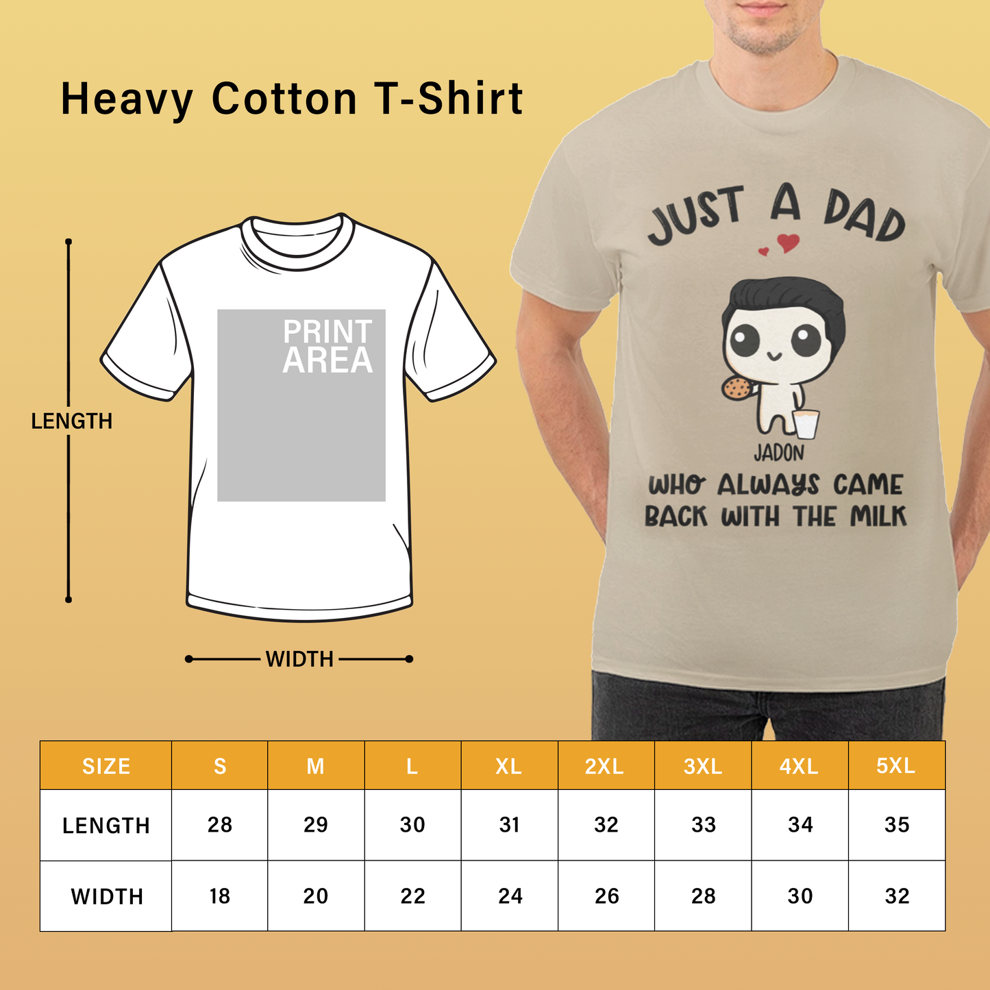 Just A Dad - Personalized Heavy Cotton T-Shirt