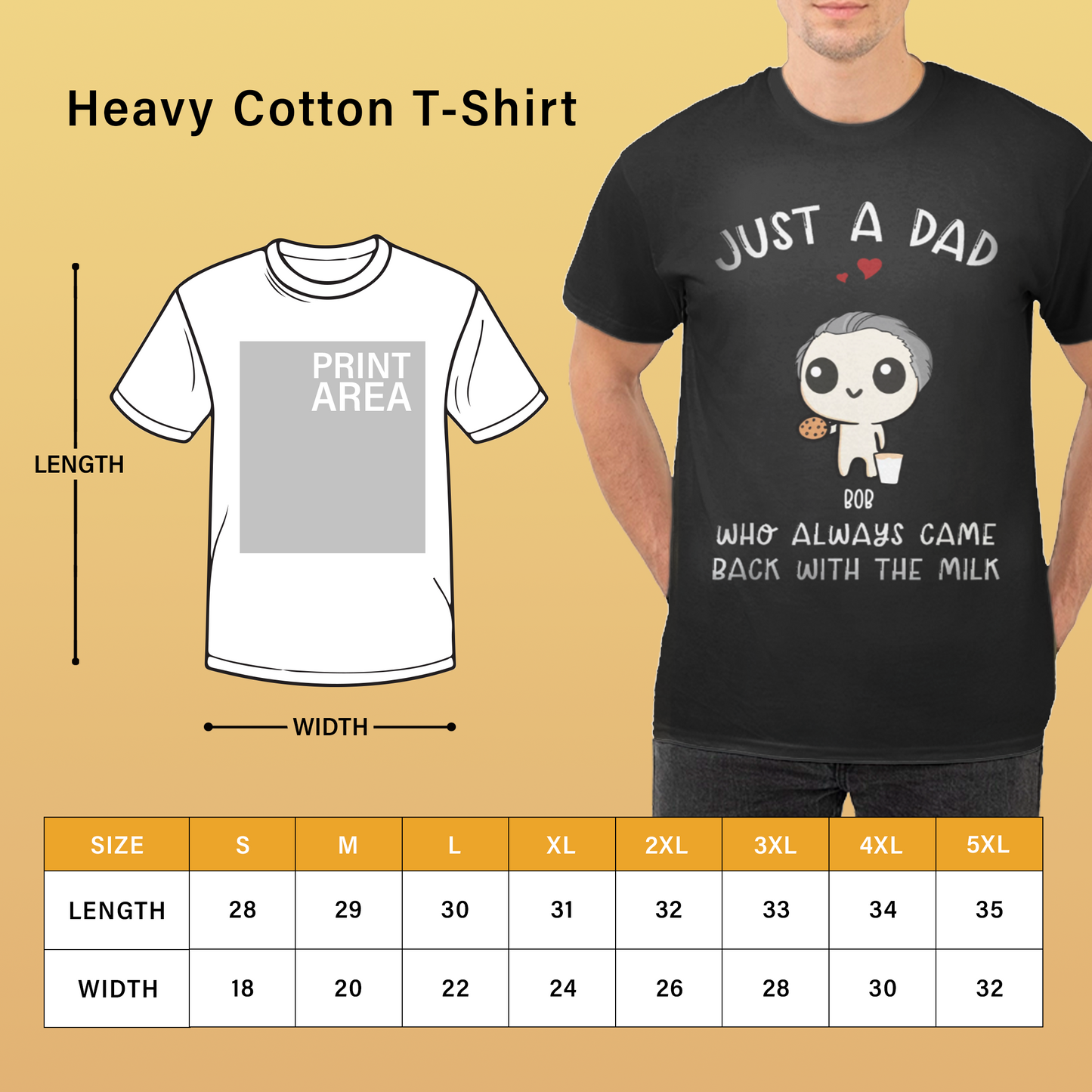 Just A Dad - Personalized Heavy Cotton T-Shirt