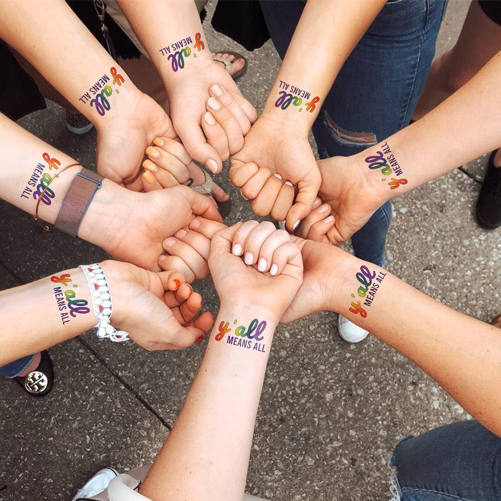 Y'all Means All Pride Month Temporary Tattoo